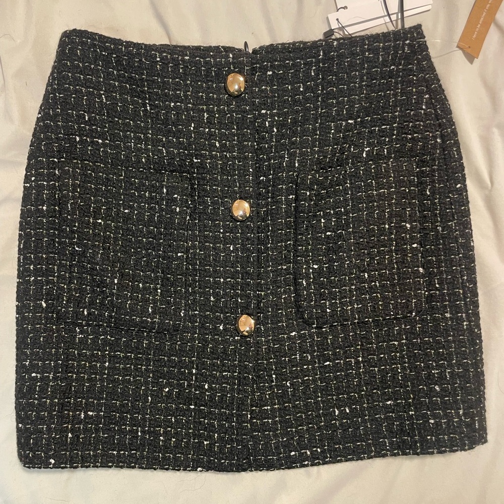 Caraa Elegant Black mini Tweed Skirt